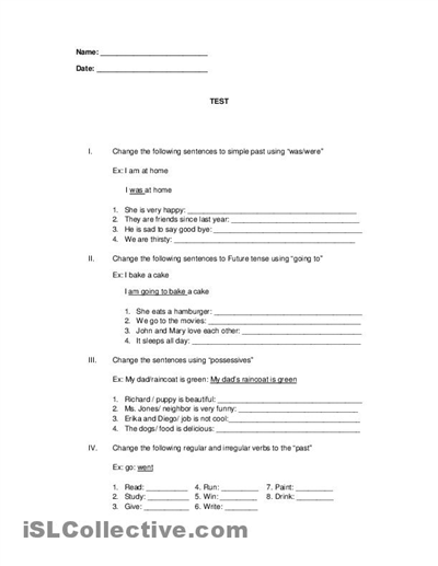 8th Grade Grammar Printable Worksheets