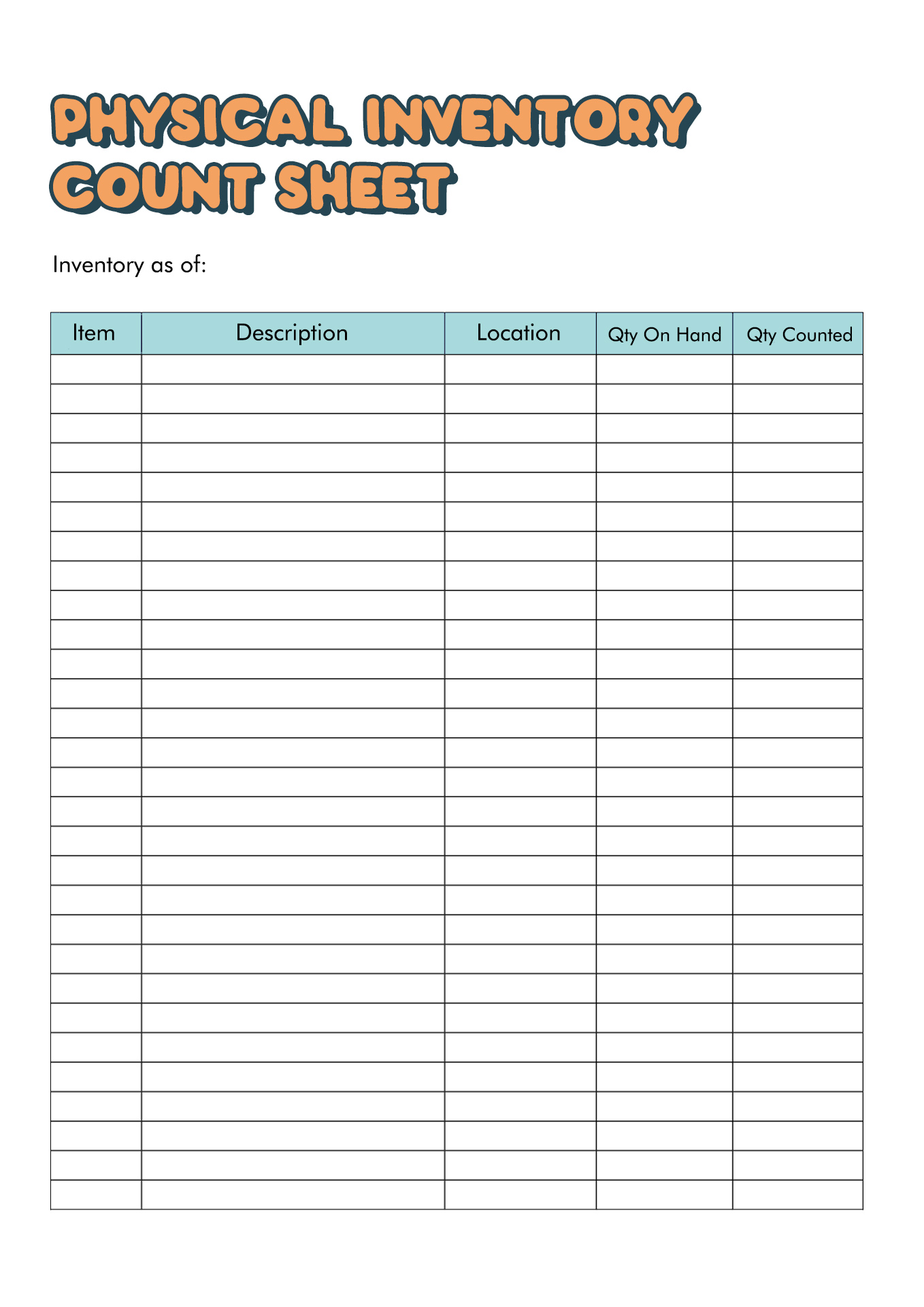 Free Printable Inventory Sheet Template
