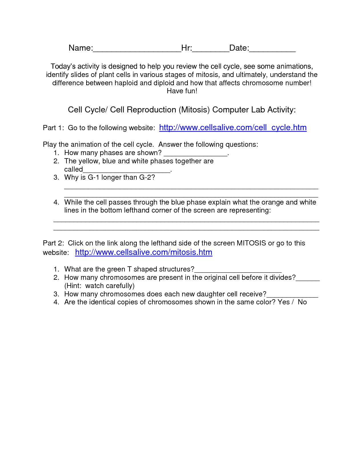 14 Best Images of Experimental Design Worksheet Answer Key - Mitosis