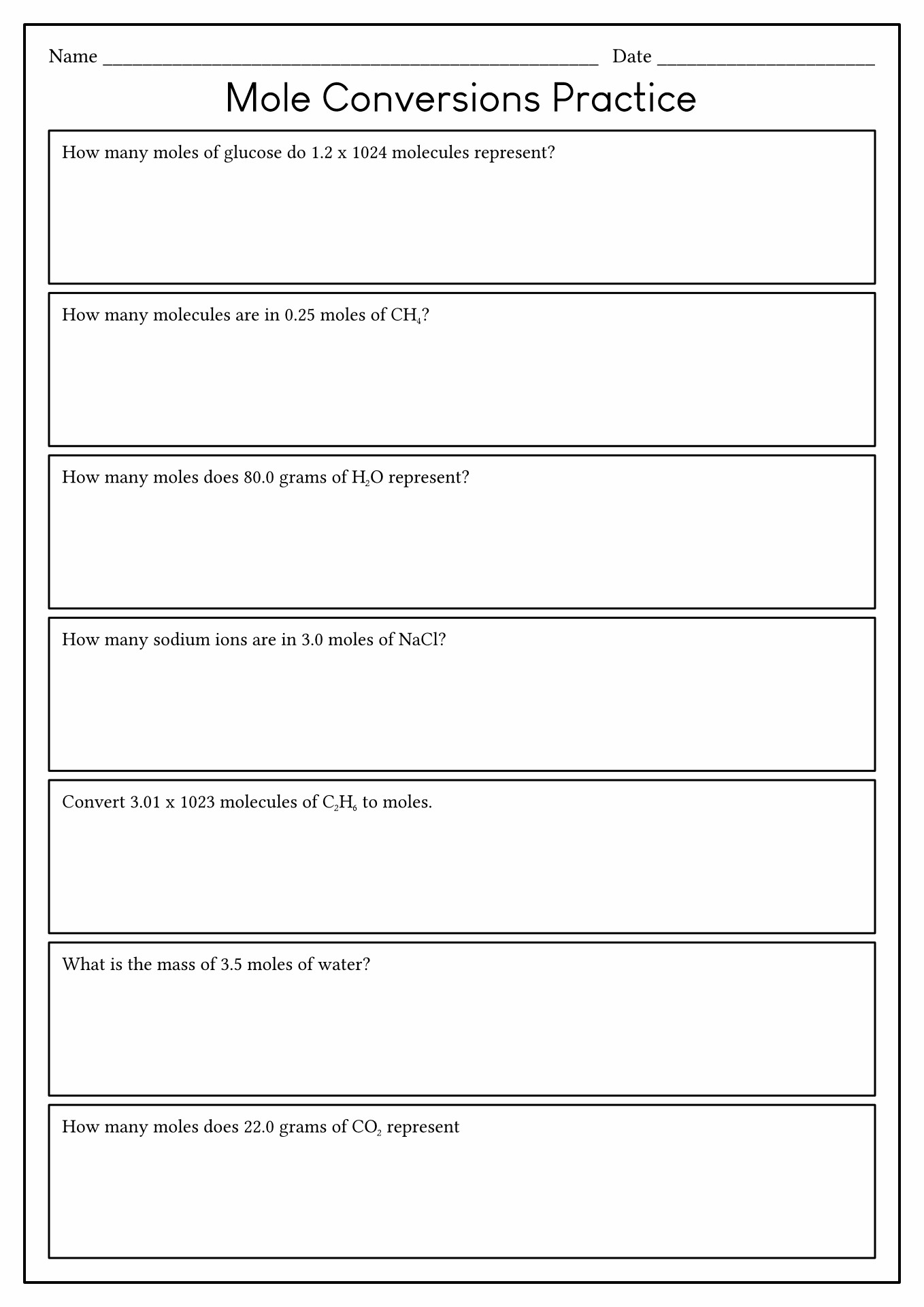18 Best Images Of Mole Conversion Problems Worksheet Answers Mole