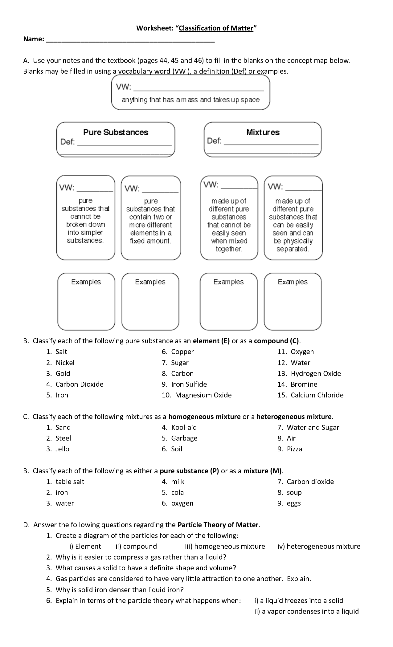classification-of-matter-worksheets