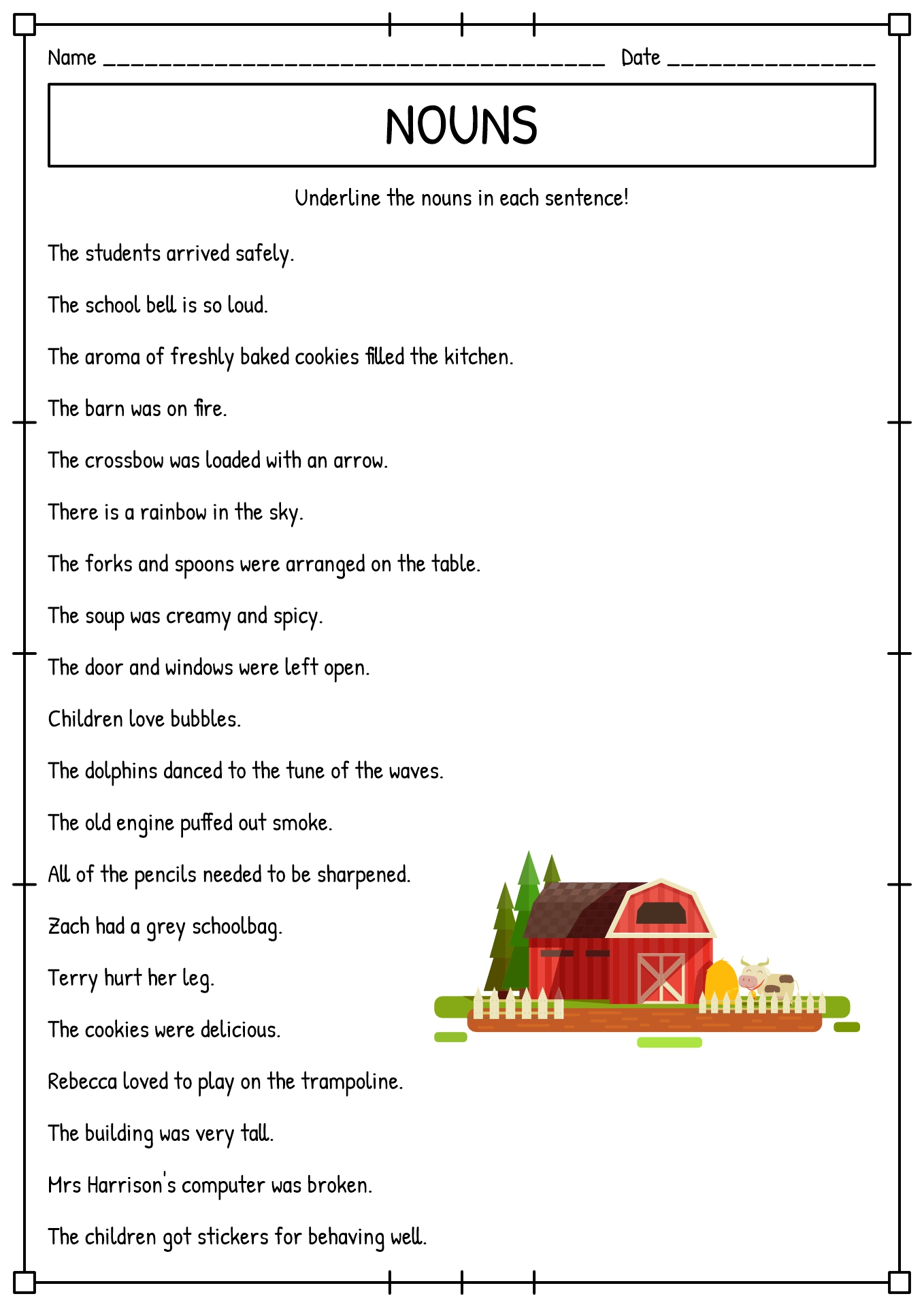 Nouns Pictures Worksheets