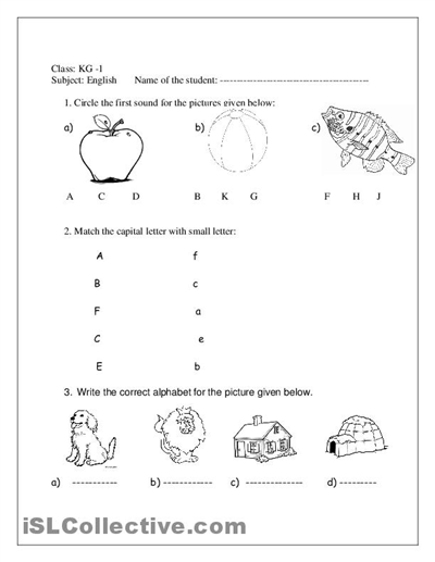 Preschool Alphabet Review Worksheets