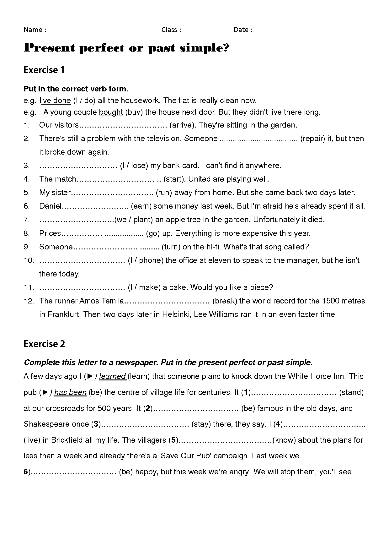 18 Best Images of Simple Perfect Progressive Tenses Worksheets