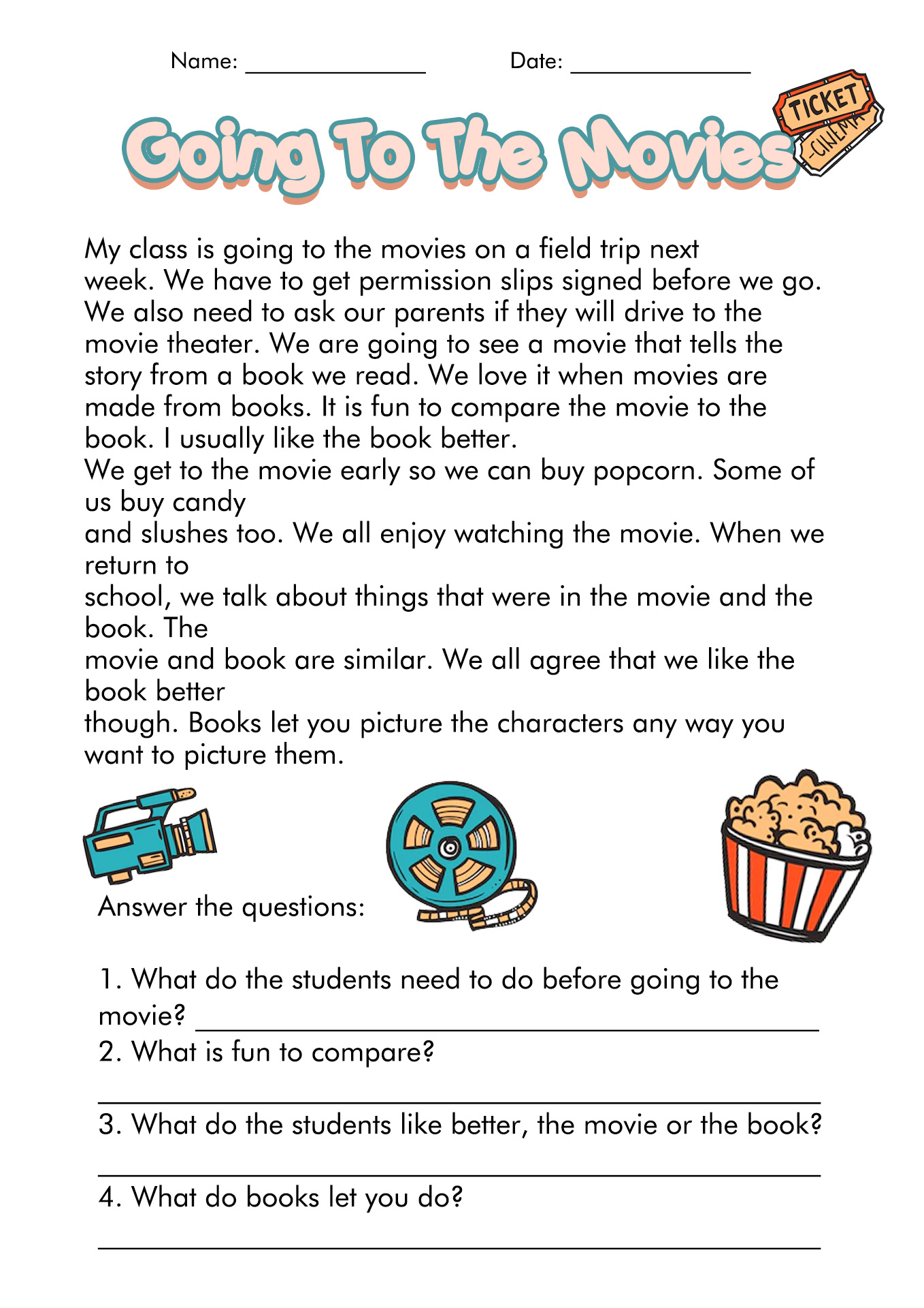 Free Printable 3rd Grade Comprehension Worksheets