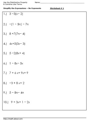 11 Best Images of Math Worksheets Combining Like Terms - Simplifying