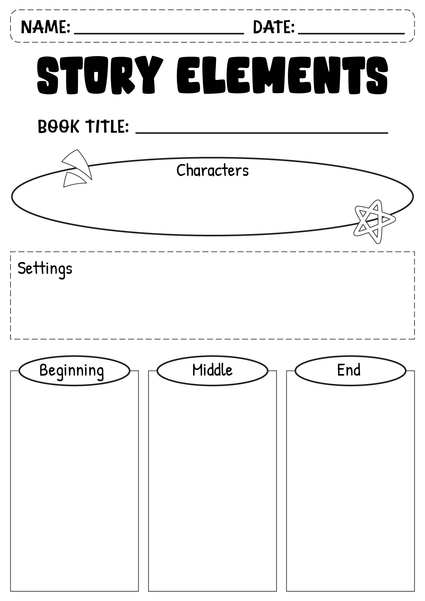 12 Best Images of Parts Of A Book Worksheet 4th Grade - Story Elements