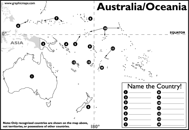 Blank Australia and Oceania Map