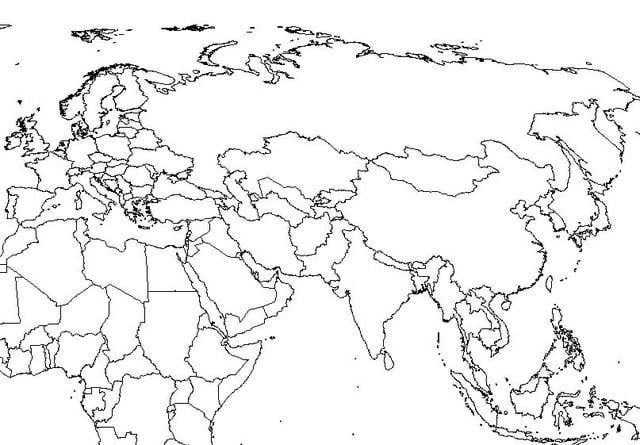 Blank Map Europe and Asia