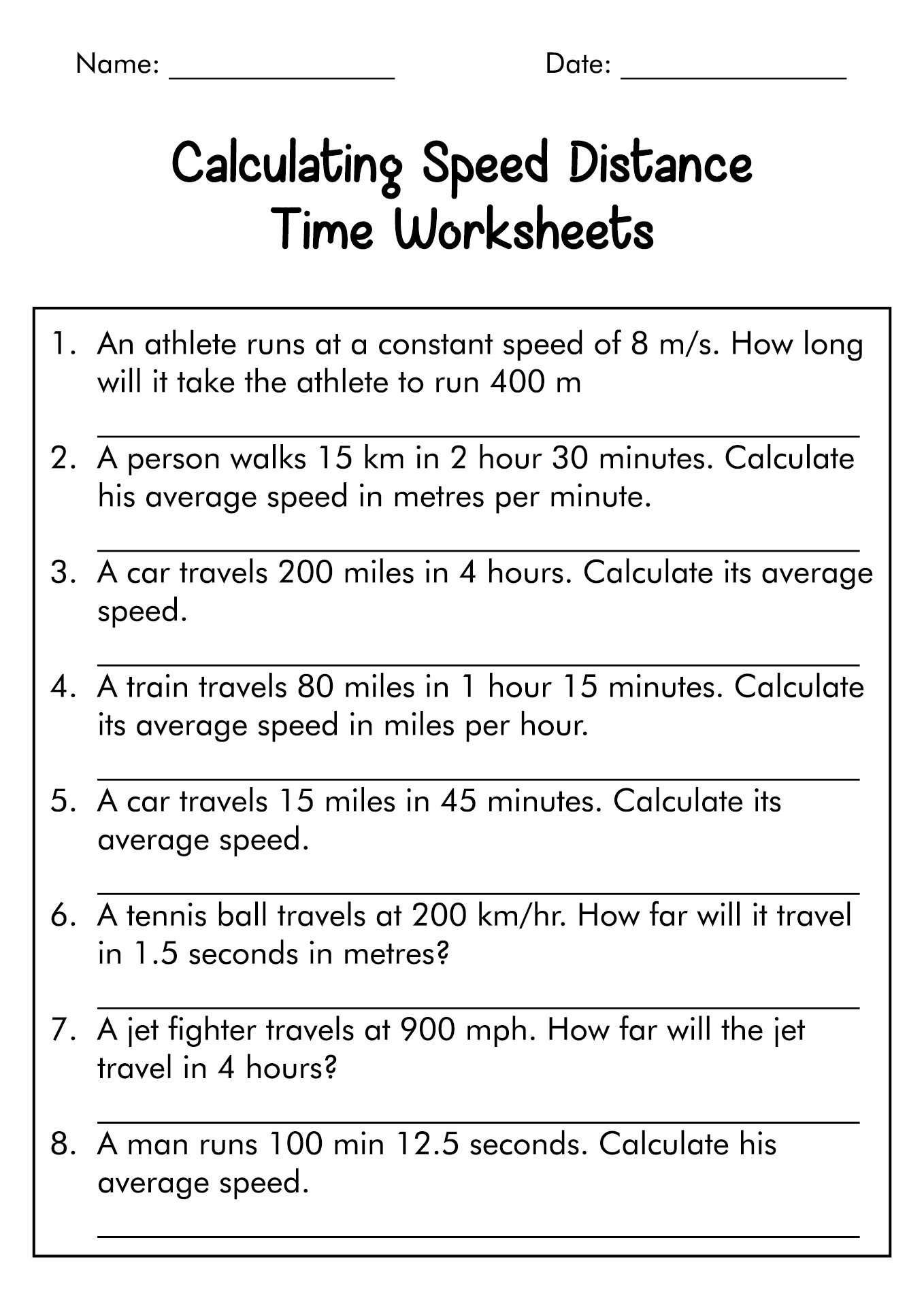 time-and-distance-worksheet