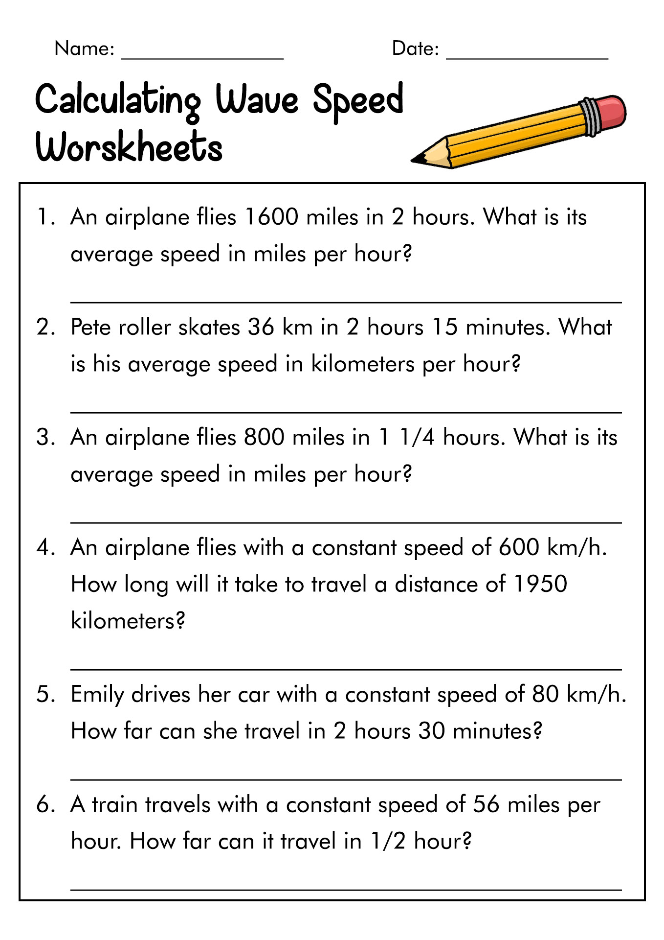 Speed Practice Problems Worksheet