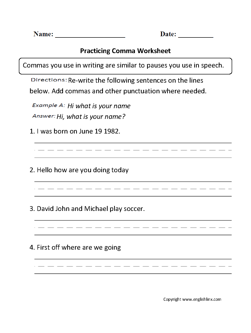 16 Best Images of 5th Grade Punctuation Worksheets - Comma Worksheets