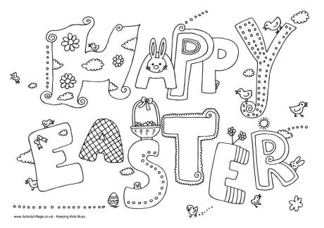 Happy Page Easter Colouring