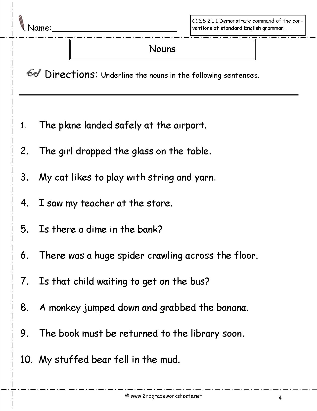 Proper Nouns Worksheet Middle School