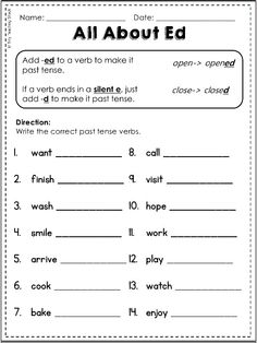 Past Tense Verb Worksheet First Grade