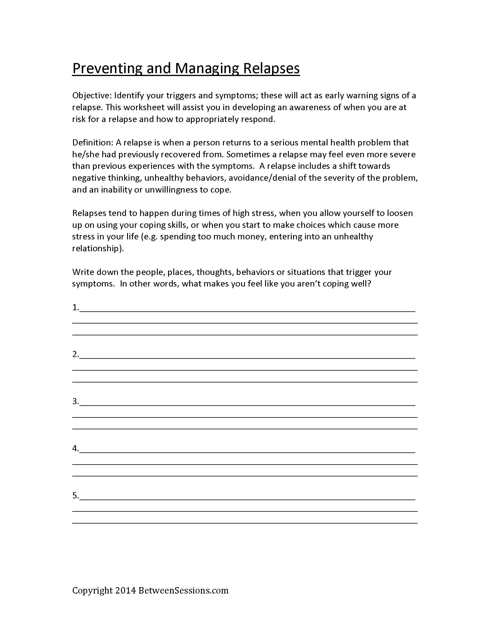 17 Best Images of Managing Depression Worksheets - Anger Management