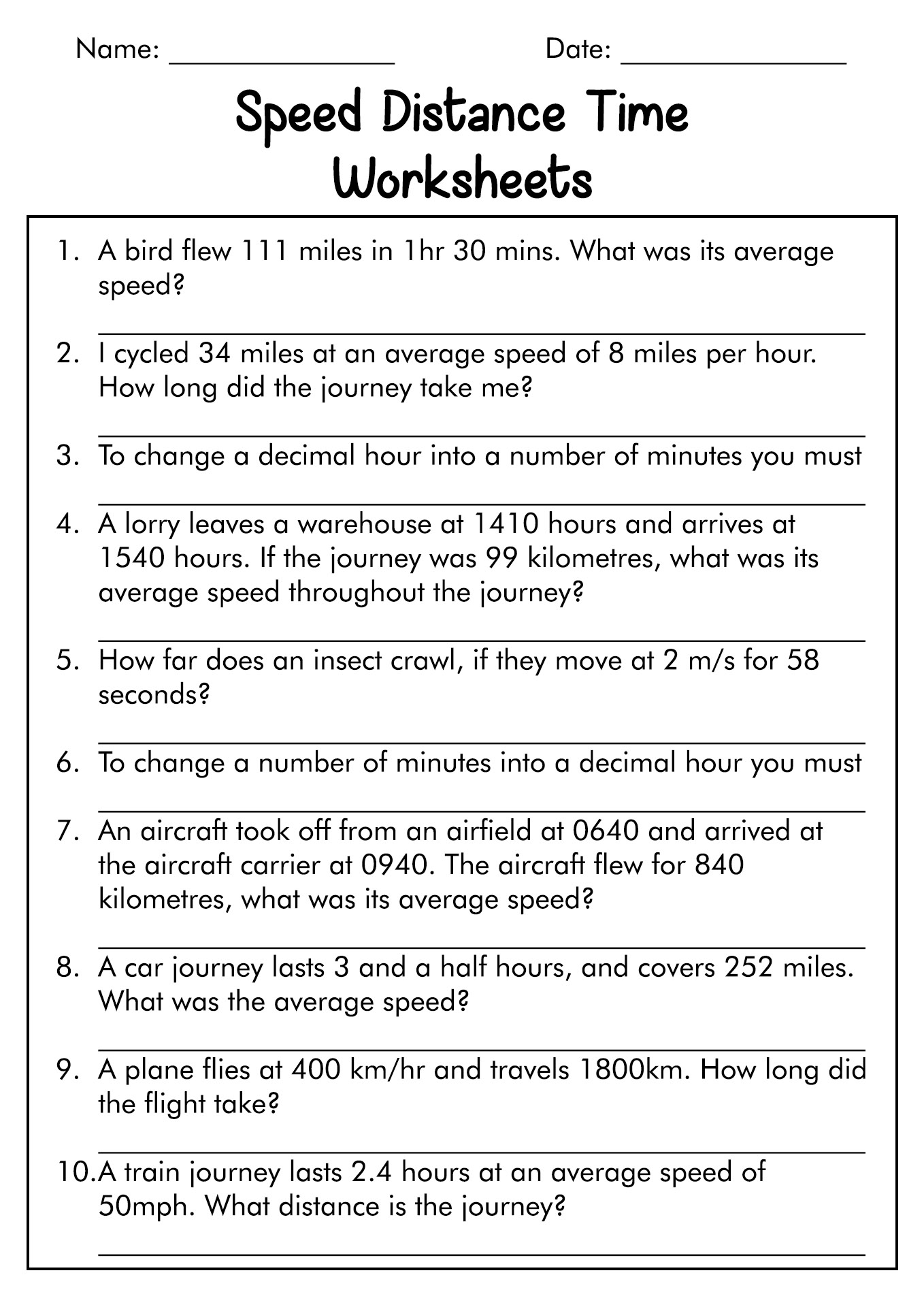 17 Best Images Of Speed Formula Worksheet Speed And Velocity