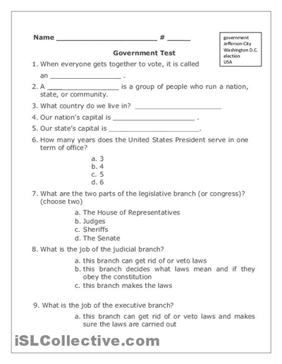 Forms Of Government Worksheet