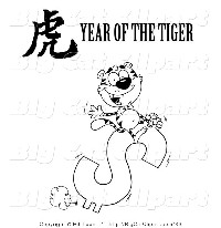 Chinese Symbol Cat Coloring Pages