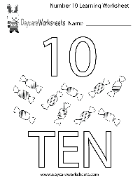 Number 10 Preschool Worksheet