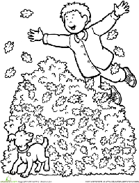Pile of Fall Leaves Coloring Pages