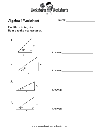 Simple Algebra 1 Worksheet