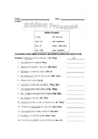 Subject Pronouns Worksheets