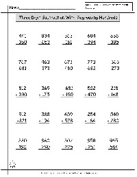 Subtraction with Regrouping Worksheets