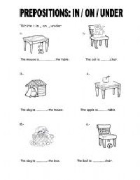 Worksheets On Prepositions and Under