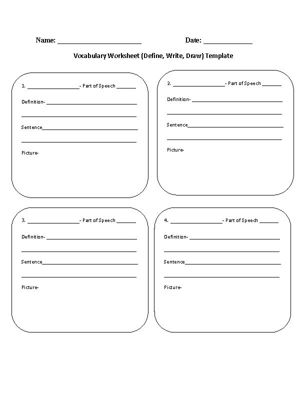 4th Grade Vocabulary Words Worksheets