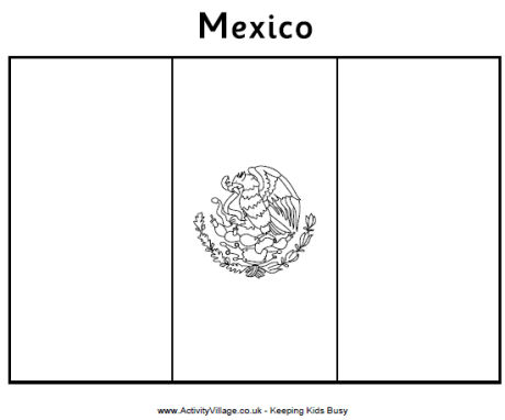 Coloring Mexico Page Mexican Flag
