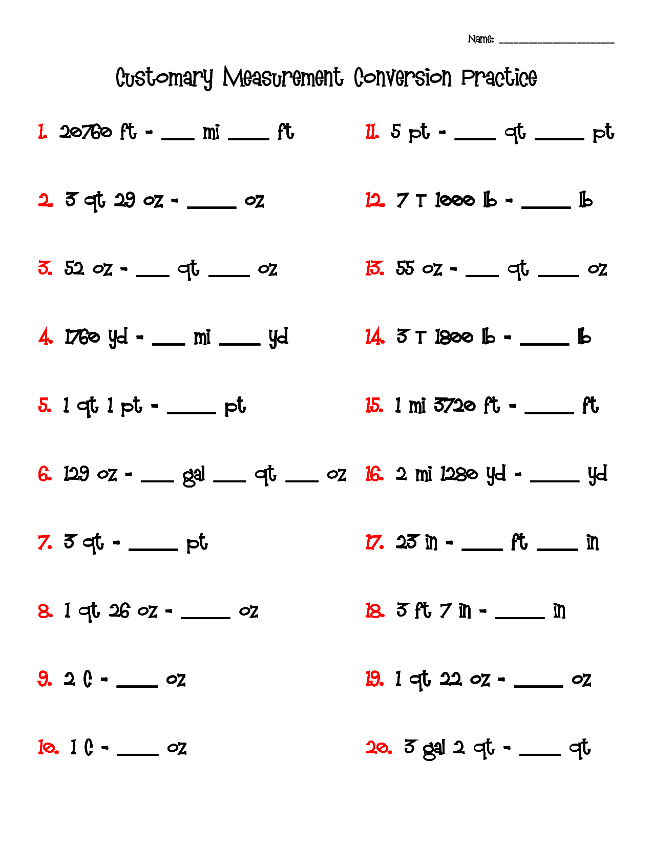 measuring-units-worksheet-answer-key