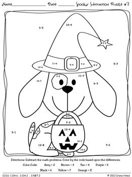 Halloween Color by Math Coloring Pages