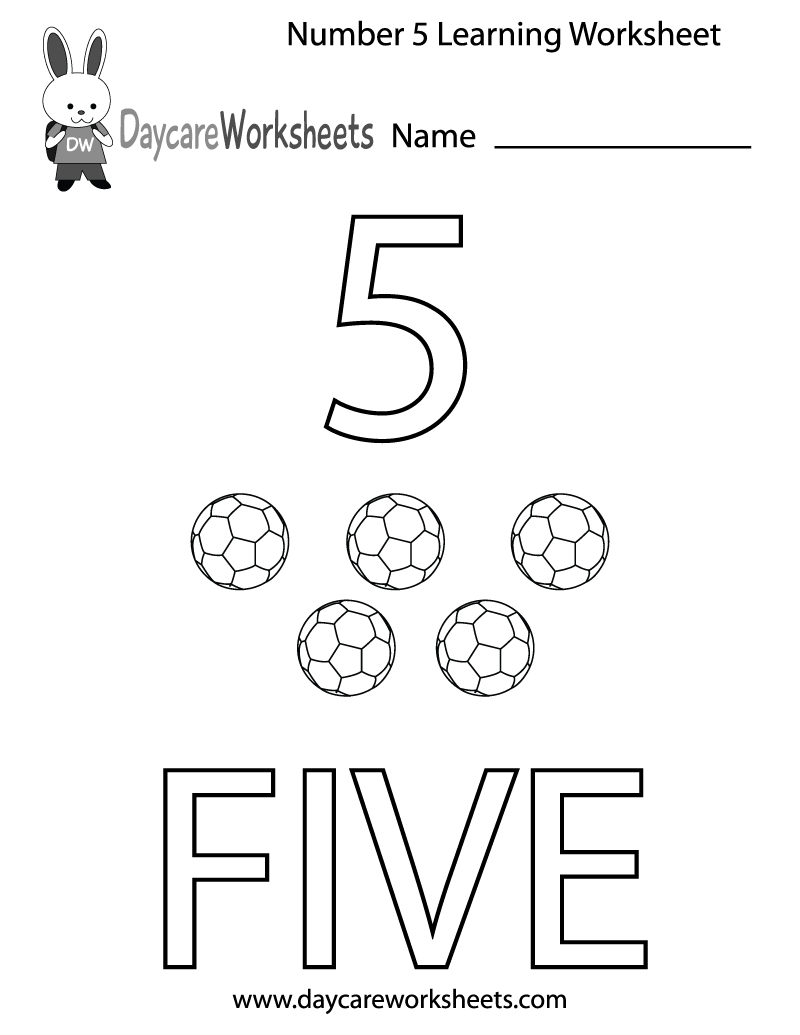 Learning the Number 5 Worksheets Printable 