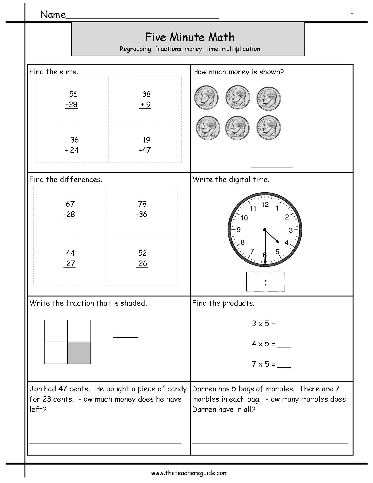 8 Best Images of Math Teacher Worksheets - 2nd Grade Morning Math