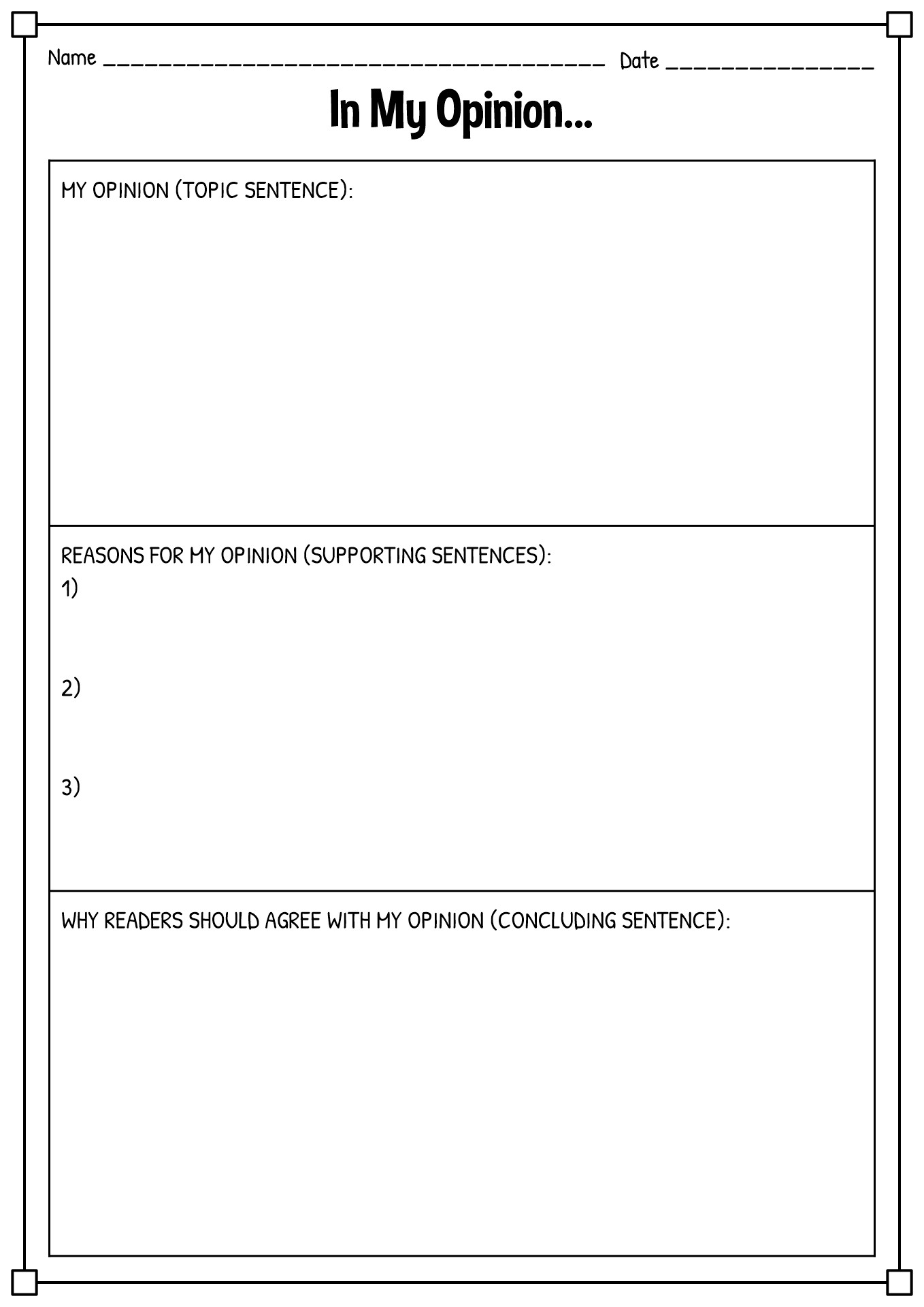 Opinion Piece Persuasive Essay Worksheet Opinion Piece Persuasive Essay Worksheet