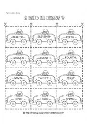 Ordinal Numbers Cut and Paste Worksheets