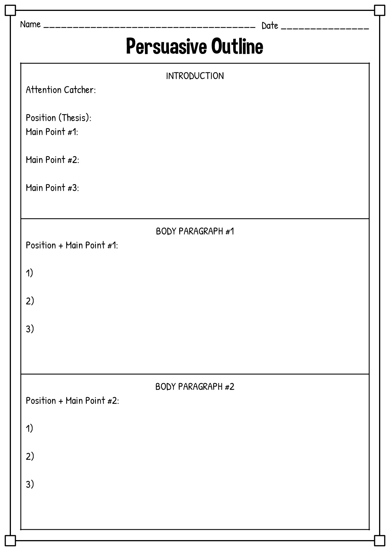 Persuasive Essay Outline Worksheet Persuasive Essay Outline Worksheet