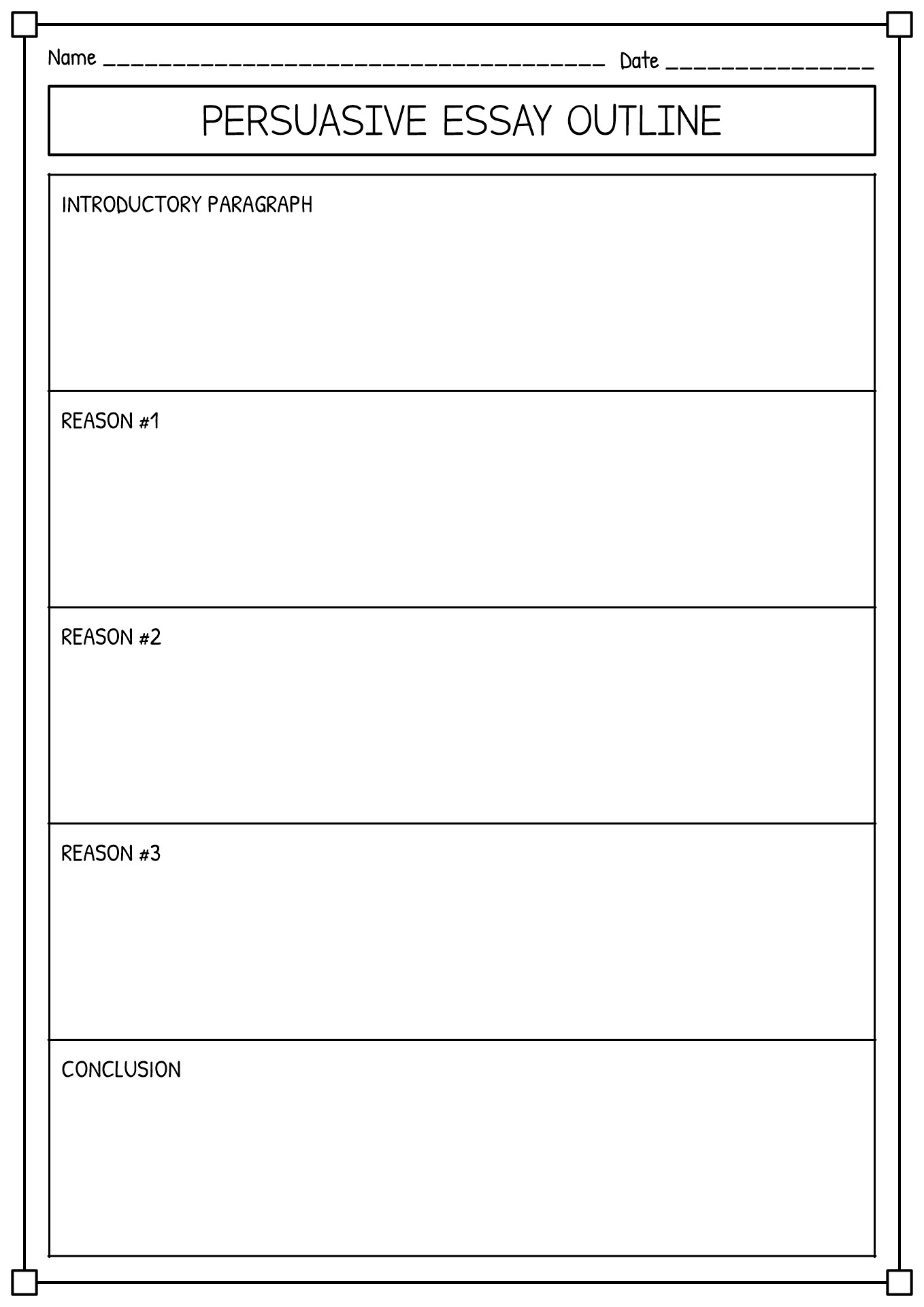 Persuasive Essay Outline Worksheet Persuasive Essay Outline Worksheet