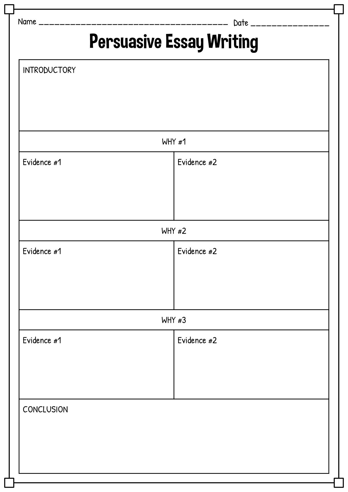 Persuasive Essay Outline Worksheet Persuasive Essay Outline Worksheet