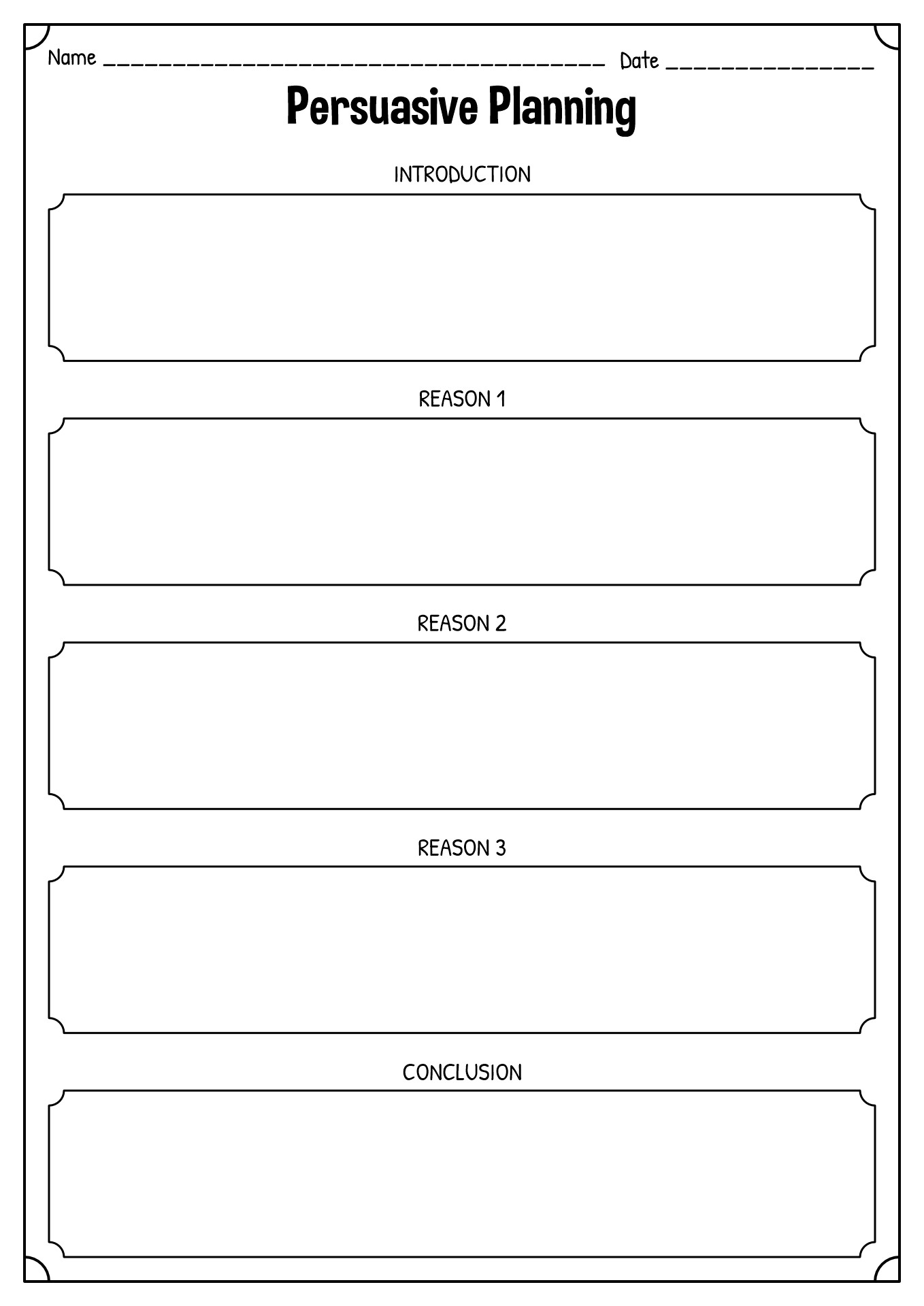 Persuasive Writing Planning Sheet Persuasive Writing Planning Sheet