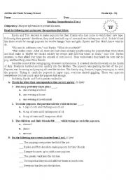 Reading Comprehension Worksheets Grade 4