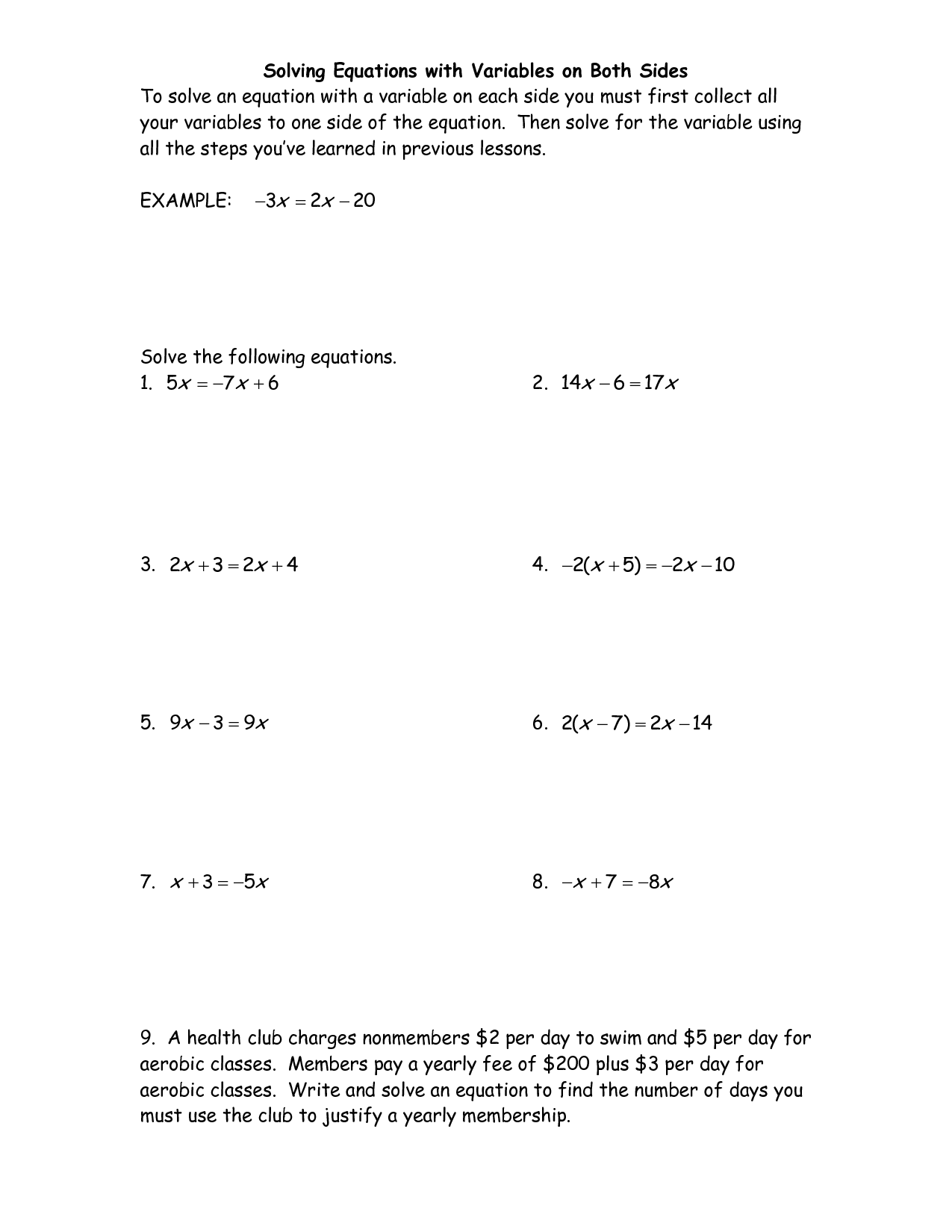 12 Best Images of 2 Step Equation Worksheets Variable  TwoStep Equations Worksheet, One Step 