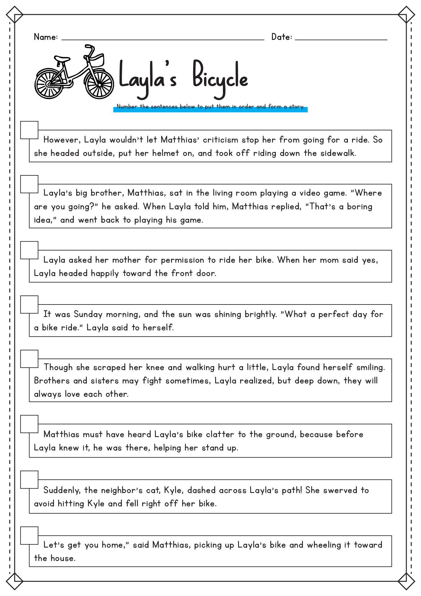 Sequence Of Events Worksheet