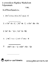 Algebra Polynomials Worksheets
