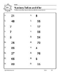 Numbers Before and After Worksheets 1 to 20