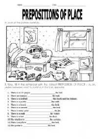 Prepositions of Place Exercises Worksheet