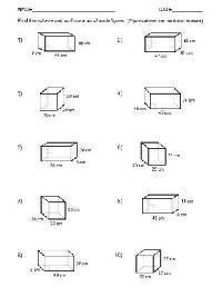 Surface Area Rectangular Prism Volume Worksheet