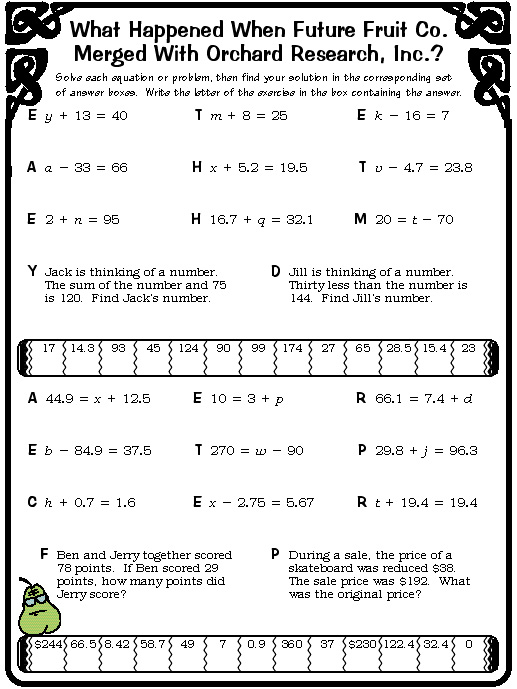 8 Best Images of Pizzazz Worksheet Answer Key  Daffynition Decoder Math Worksheet Answers 