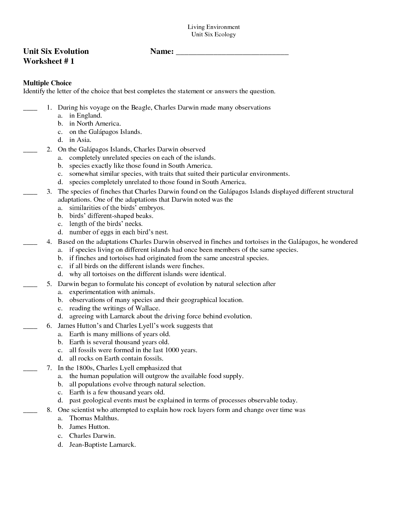 12 Best Images of Darwins Natural Selection Worksheet Key  Evolution by Natural Selection 